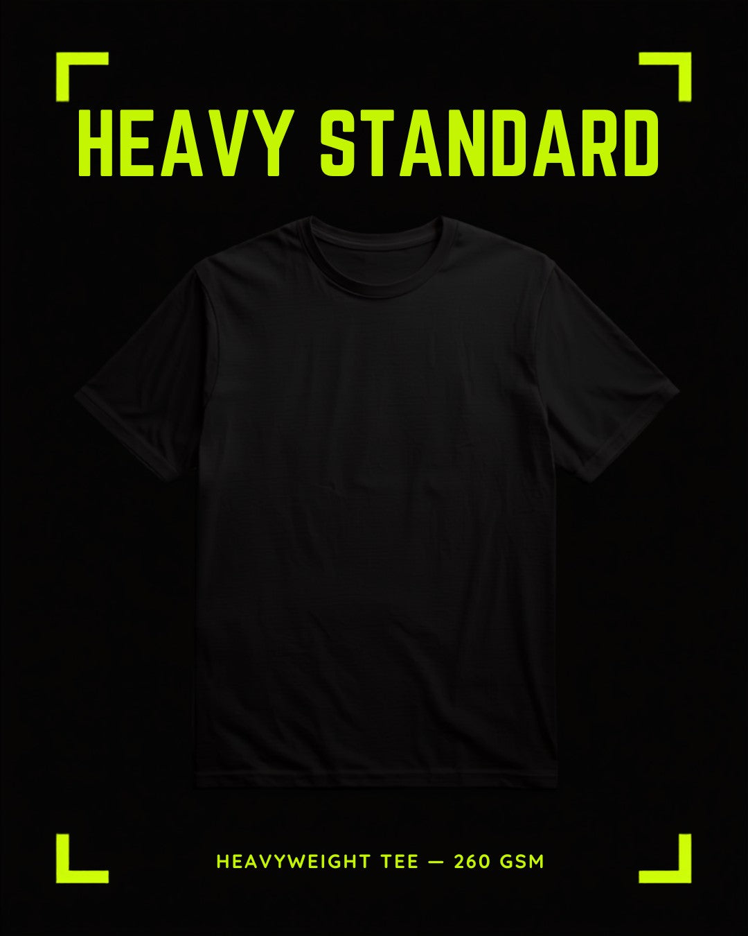 Heavy Standard tee black and volt e-commerce product card design