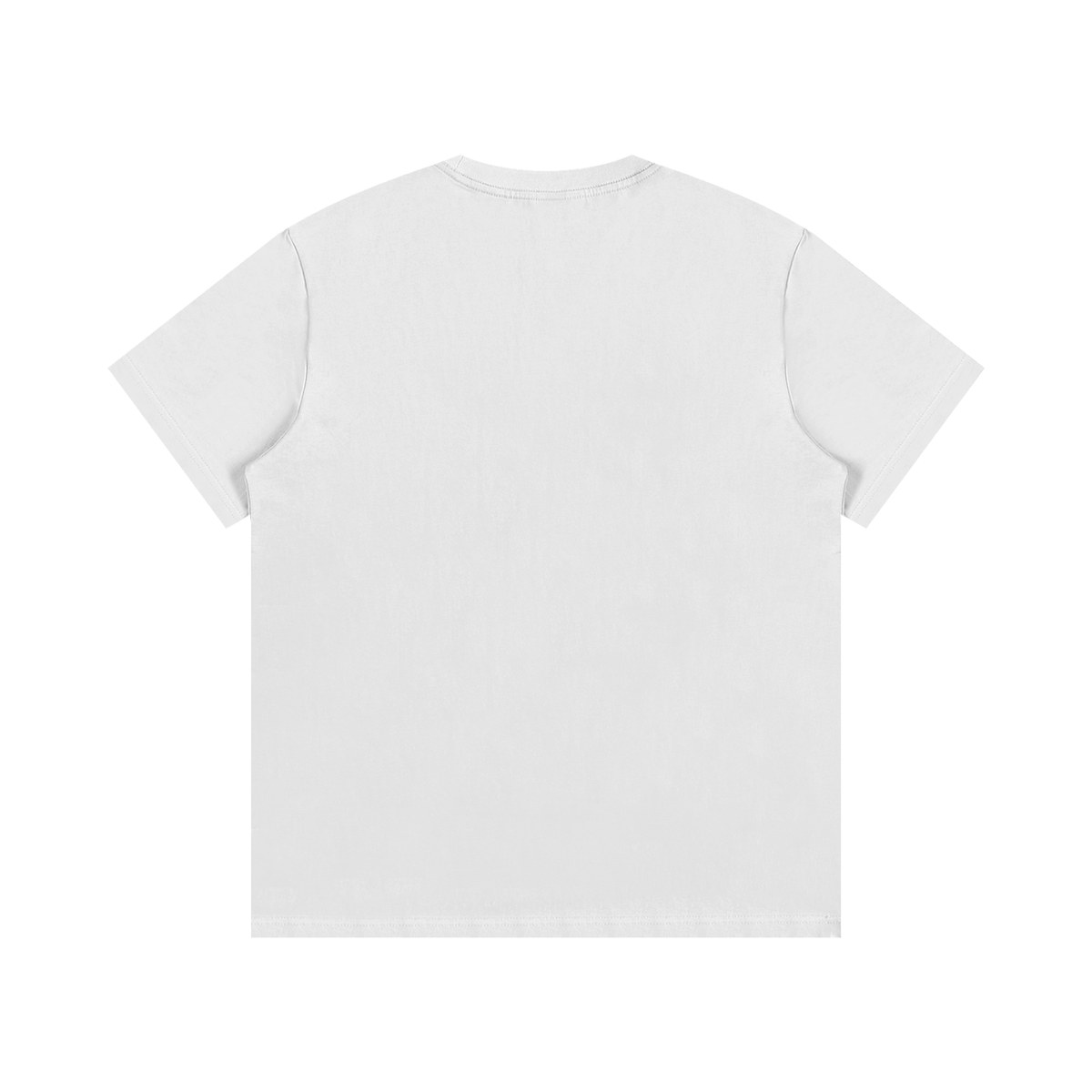 White Essential Cotton T-Shirt, back view with short sleeves and straight hem.