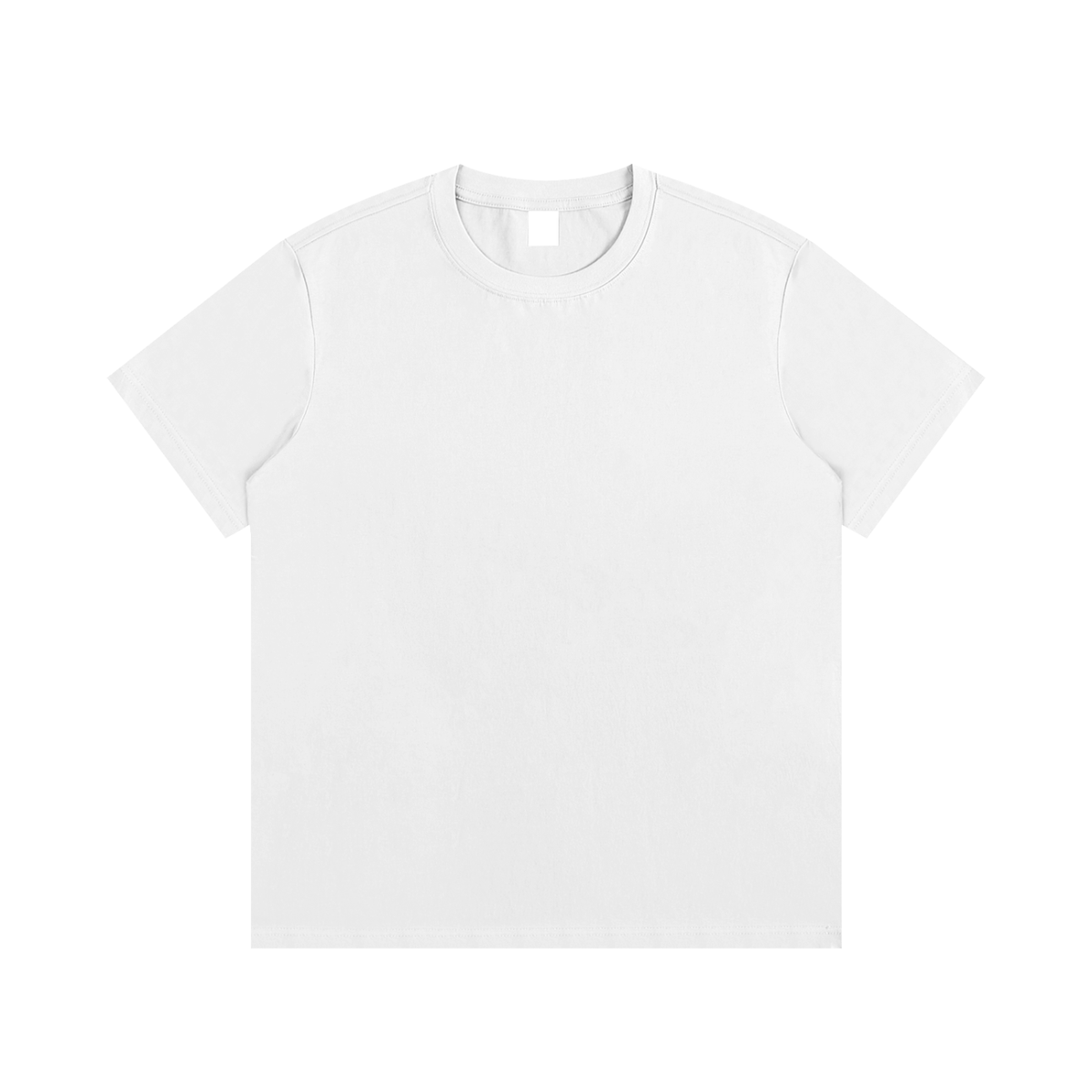 White Essential Cotton T-Shirt, front view with round neck and short sleeves.