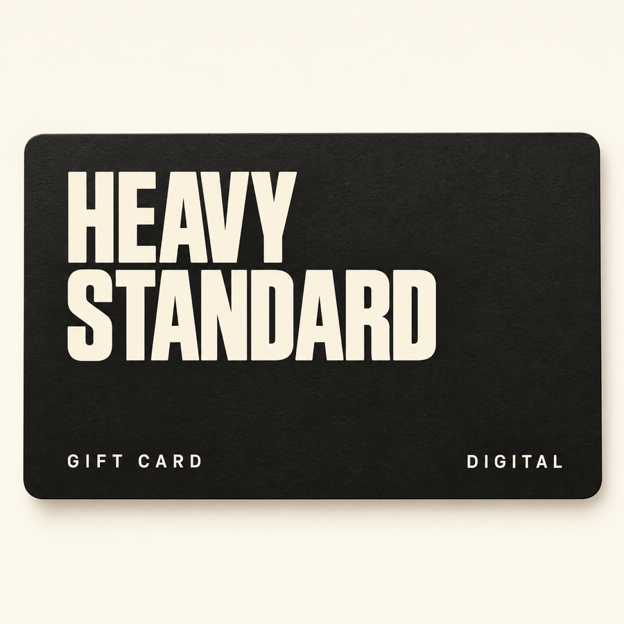 Heavy Standard digital gift card with cream lettering on a black card